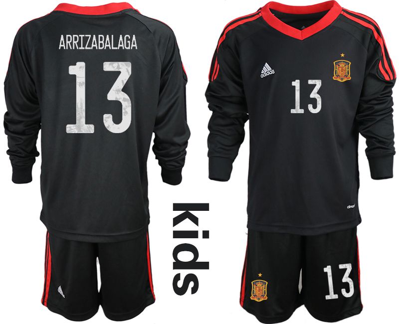 Youth 2021 World Cup National Spain black long sleeve goalkeeper #13 Soccer Jerseys1